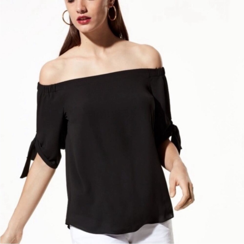 Aritzia Babaton Malik Off‎ The Shoulder Tie Black Top Large